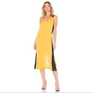 ONE TEASPOON Queenie Slit Maxi Slip Dress Side Stripe Mustard Sz XXS